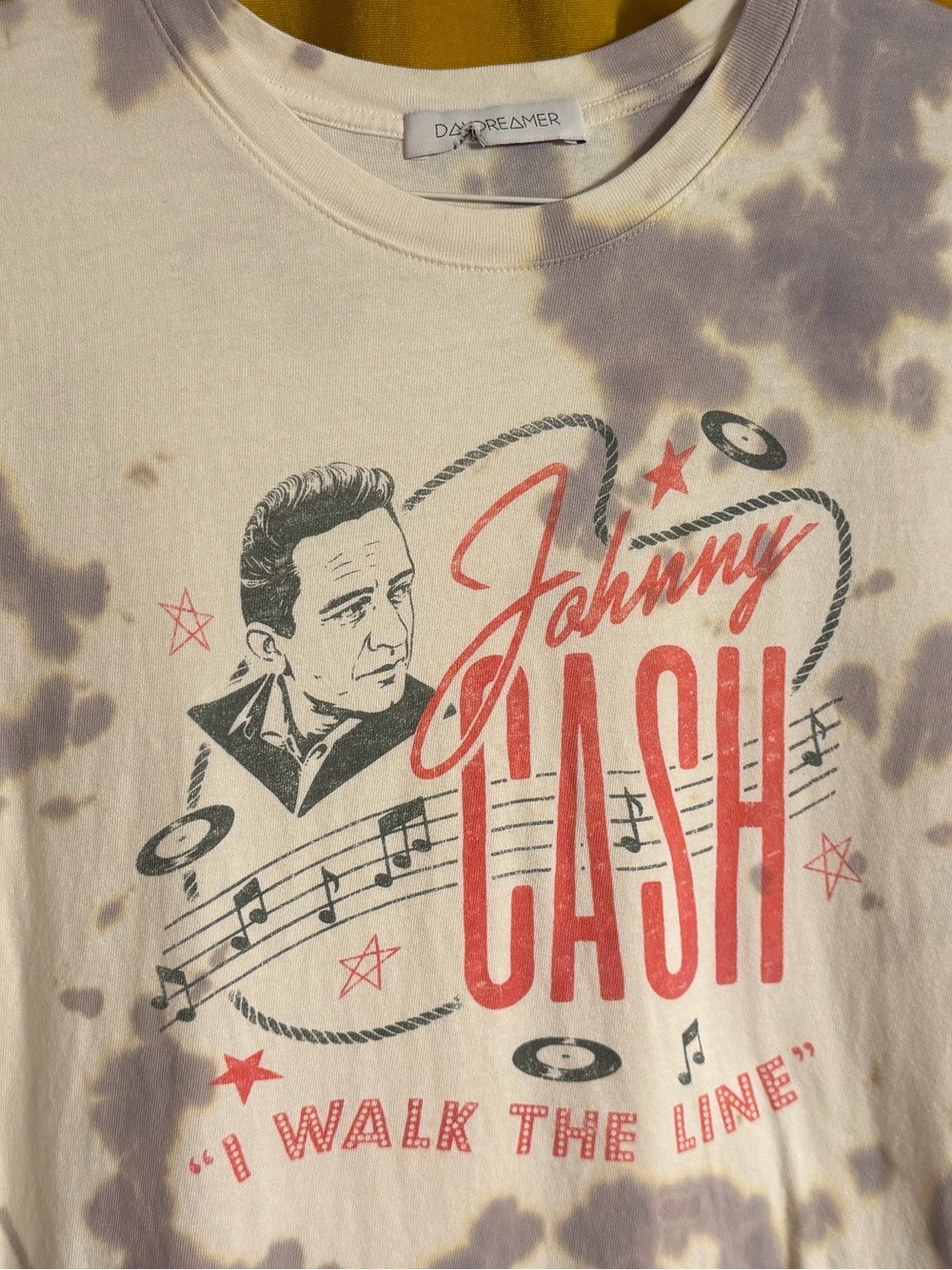 DAYDREAMER Johnny Cash Gray Tie-Dye Cotton T-shirt Women’s Size M - Picture 3 of 5